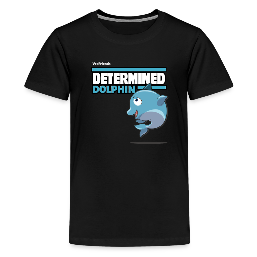 Determined Dolphin Character Comfort Kids Tee - black