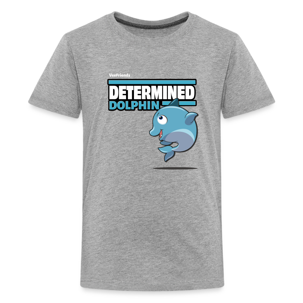 Determined Dolphin Character Comfort Kids Tee - heather gray