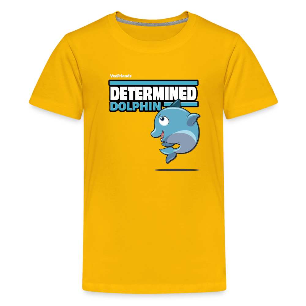 
            
                Load image into Gallery viewer, Determined Dolphin Character Comfort Kids Tee - sun yellow
            
        