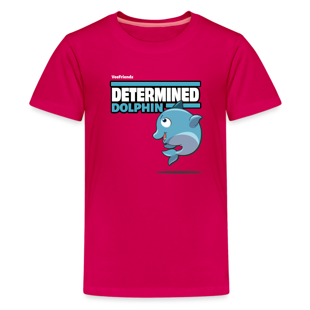 Determined Dolphin Character Comfort Kids Tee - dark pink