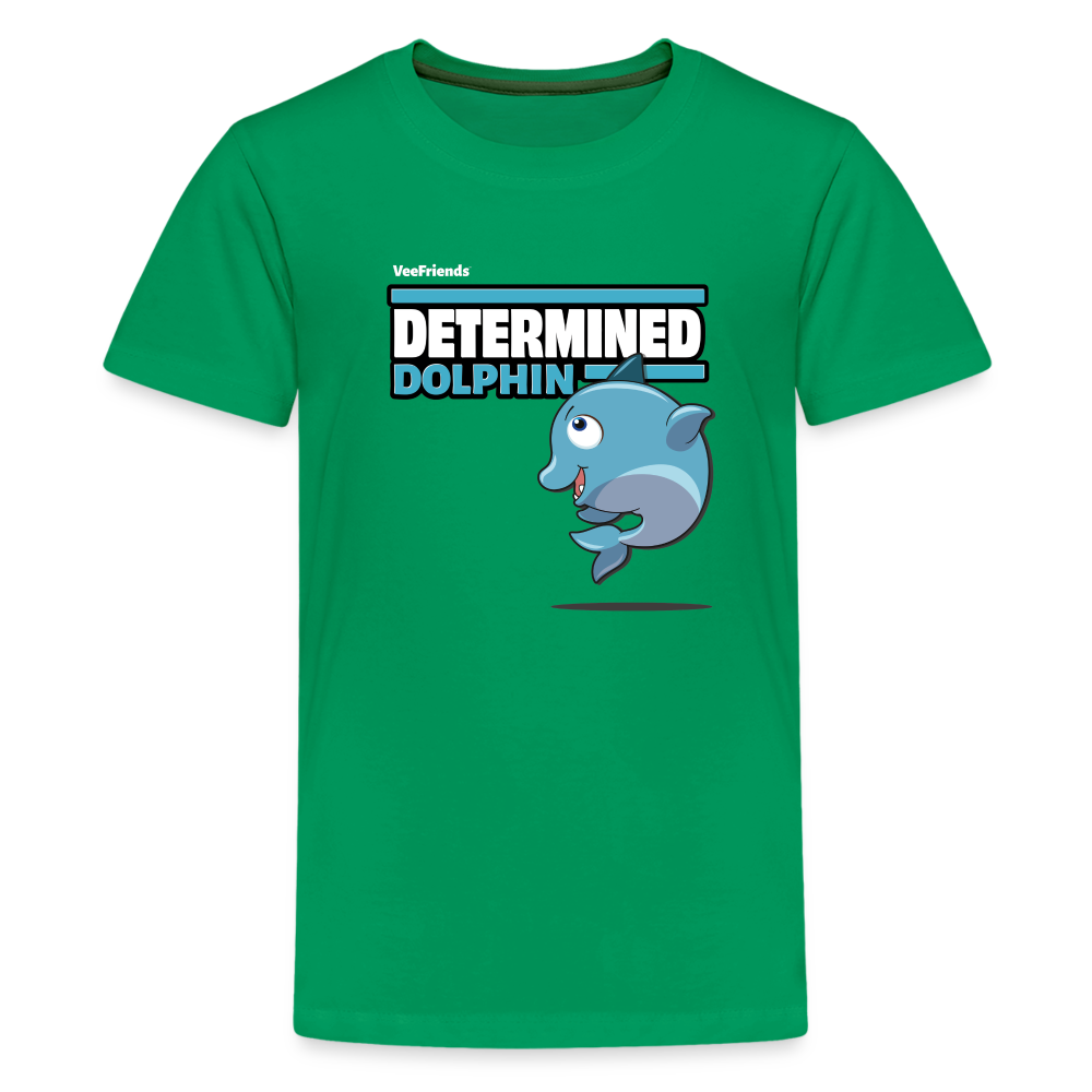 Determined Dolphin Character Comfort Kids Tee - kelly green