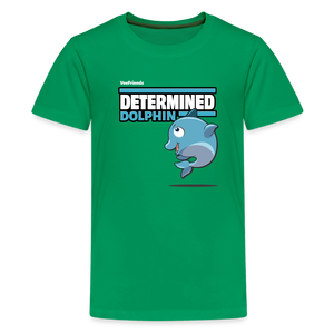 Determined Dolphin Character Comfort Kids Tee - kelly green