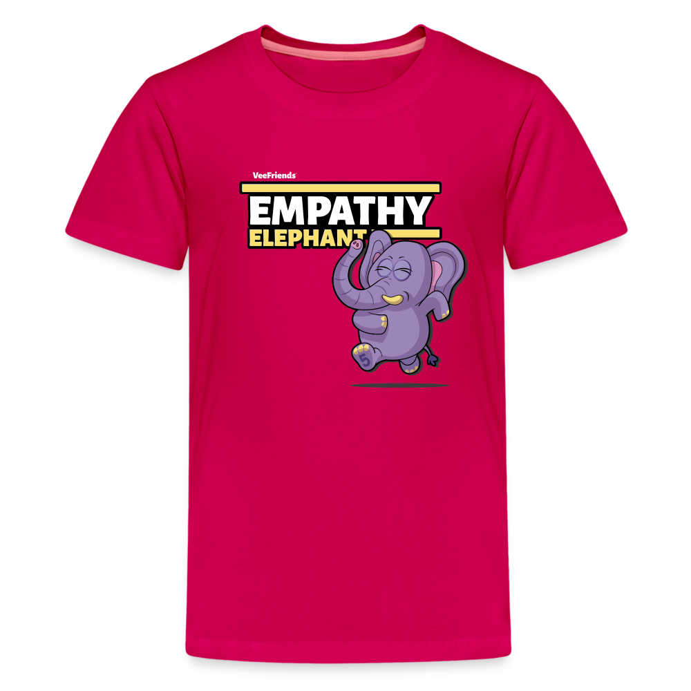 Empathy Elephant Character Comfort Kids Tee - dark pink