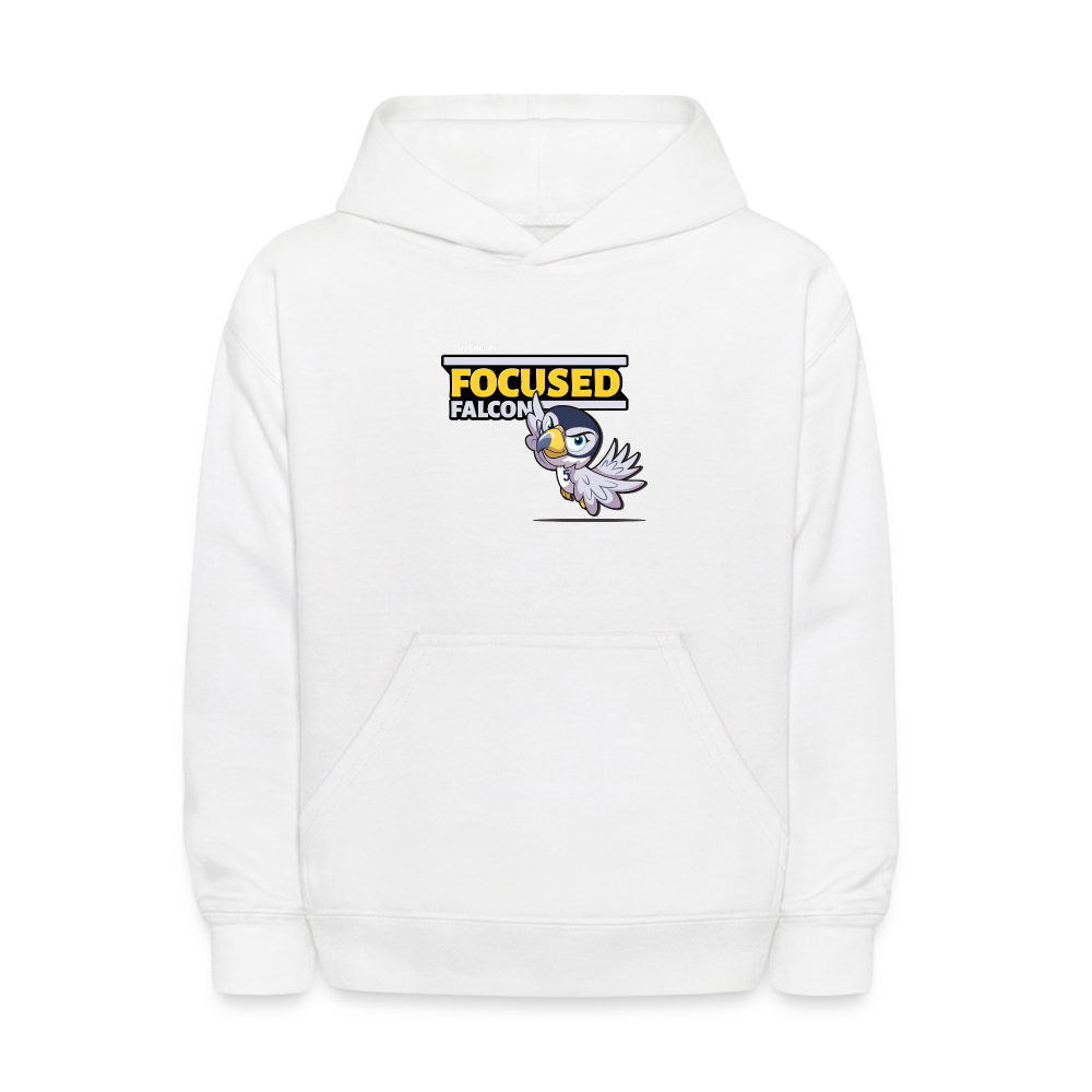 Focused Falcon Character Comfort Kids Hoodie - white