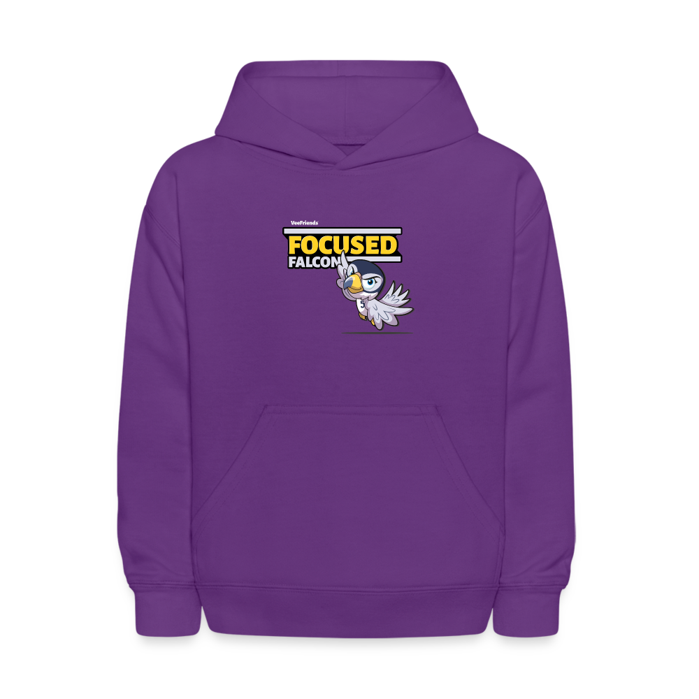 Focused Falcon Character Comfort Kids Hoodie - purple