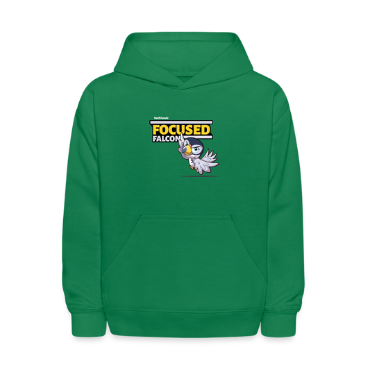 Focused Falcon Character Comfort Kids Hoodie - kelly green