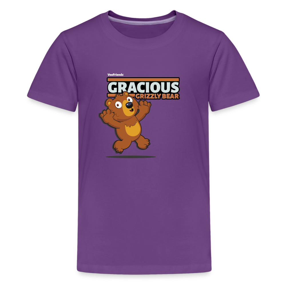 Gracious Grizzly Bear Character Comfort Kids Tee - purple