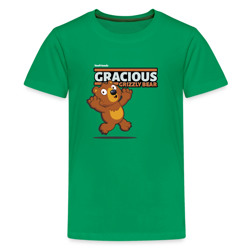 Gracious Grizzly Bear Character Comfort Kids Tee - kelly green