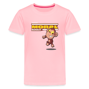 Moral Monkey Character Comfort Kids Tee - pink