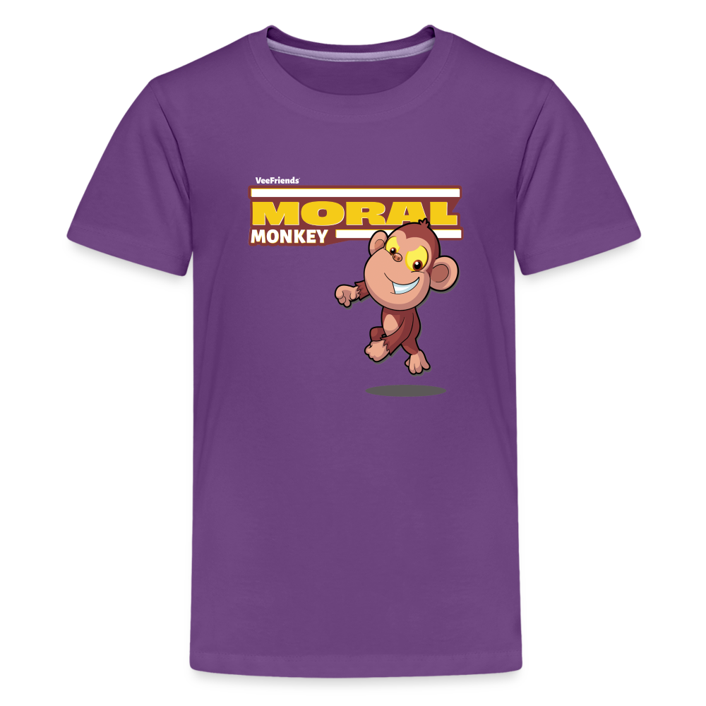 Moral Monkey Character Comfort Kids Tee - purple