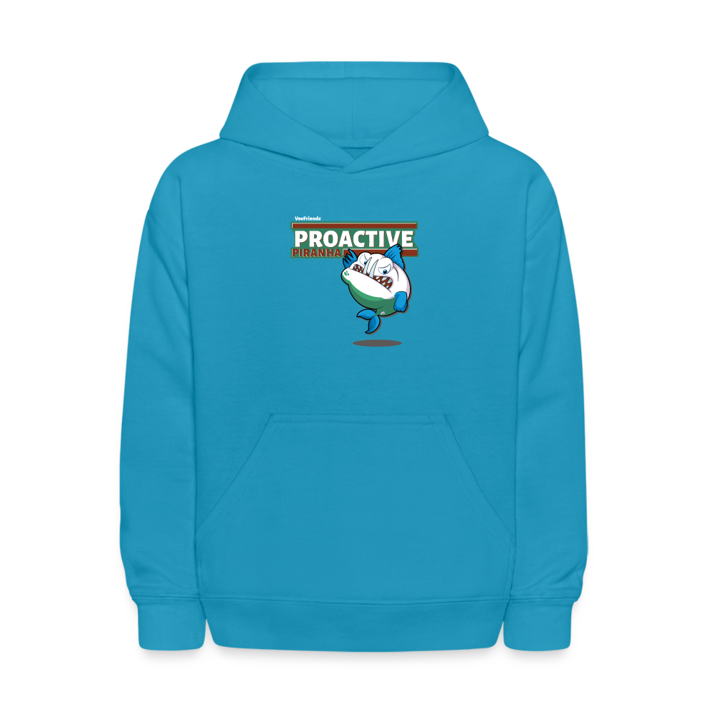 Proactive Piranha Character Comfort Kids Hoodie - turquoise
