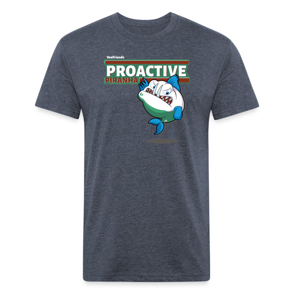 Proactive Piranha Character Comfort Adult Tee - heather navy