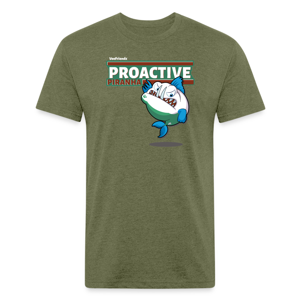 Proactive Piranha Character Comfort Adult Tee - heather military green