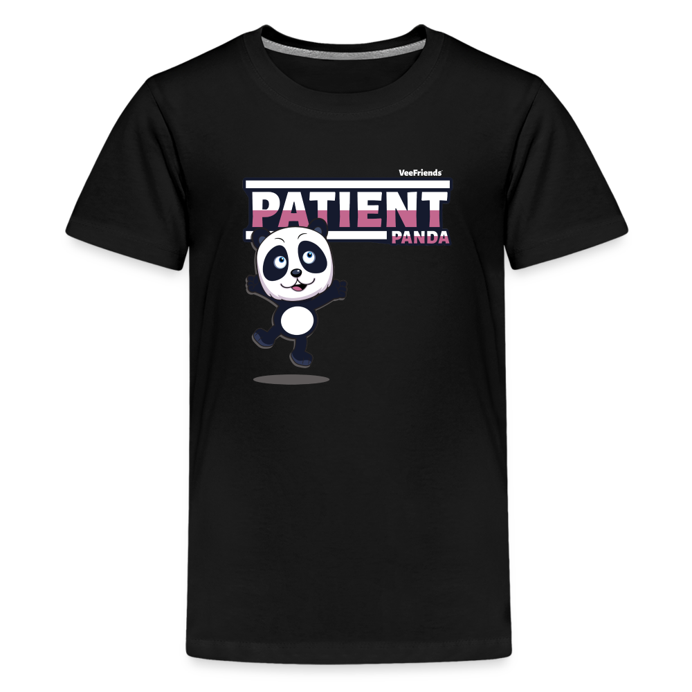 Patient Panda Character Comfort Kids Tee - black