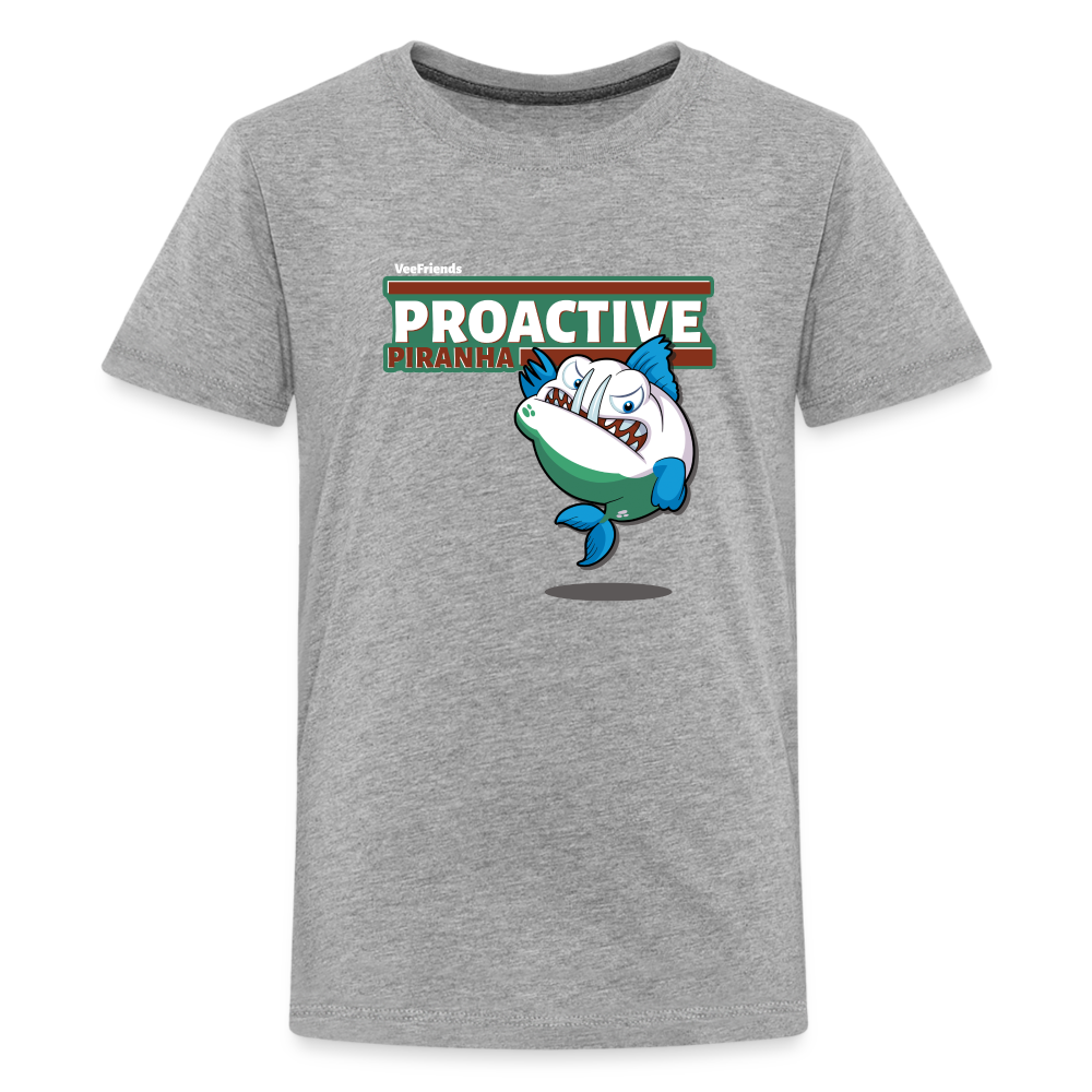 Proactive Piranha Character Comfort Kids Tee - heather gray