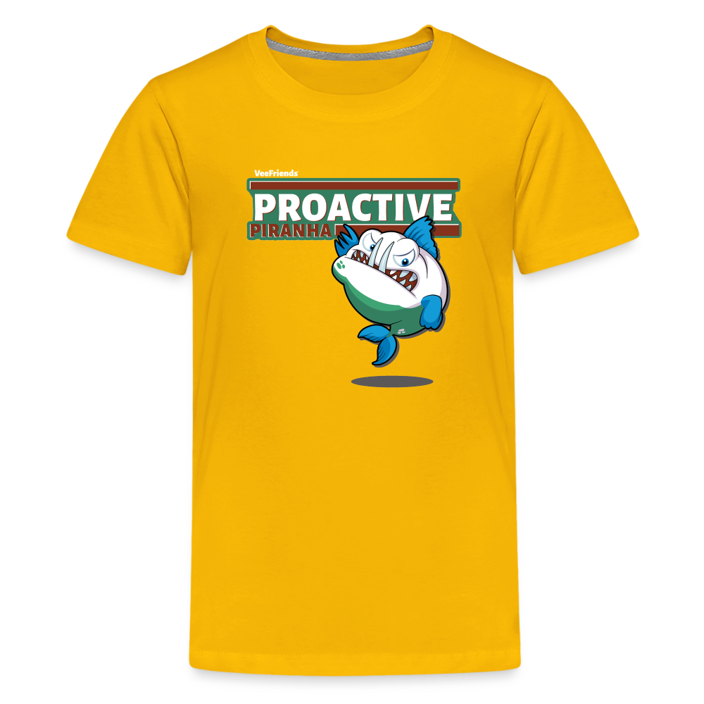 Proactive Piranha Character Comfort Kids Tee - sun yellow
