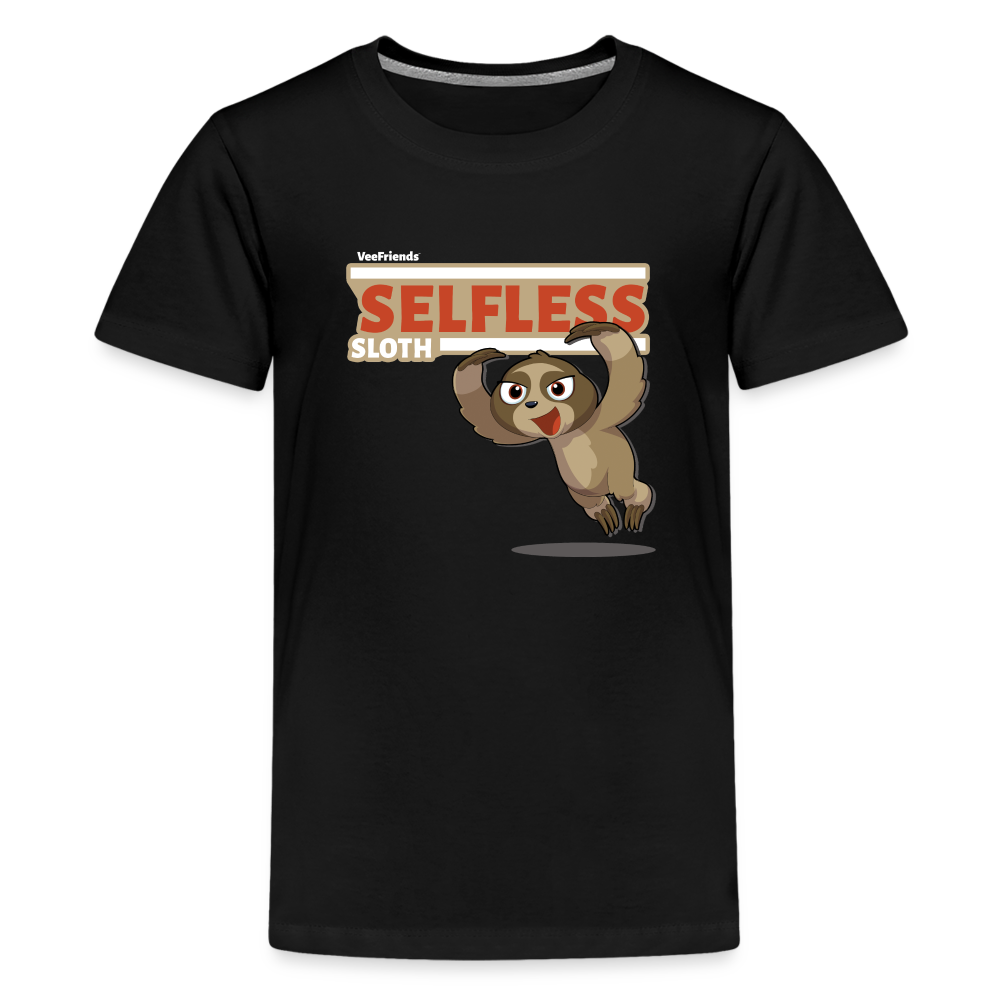 Selfless Sloth Character Comfort Kids Tee - black