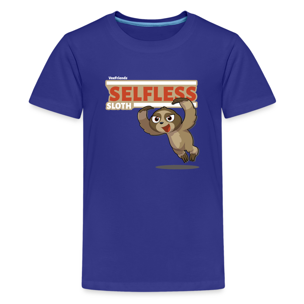 Selfless Sloth Character Comfort Kids Tee - royal blue