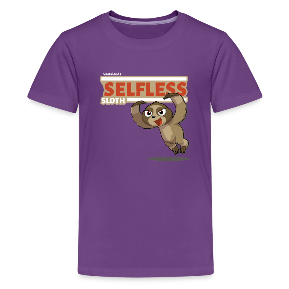 Selfless Sloth Character Comfort Kids Tee - purple