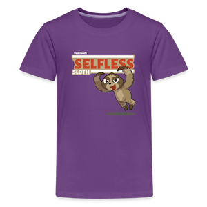 Selfless Sloth Character Comfort Kids Tee - purple