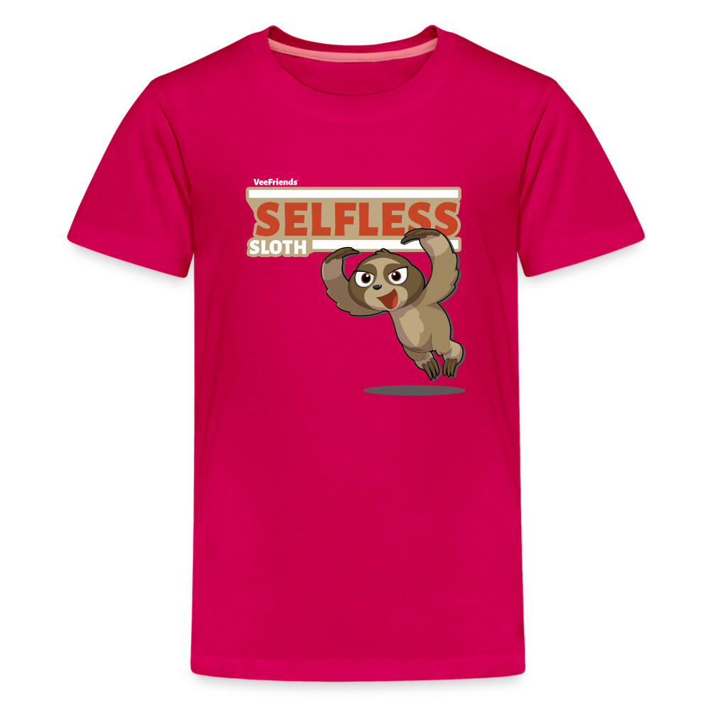Selfless Sloth Character Comfort Kids Tee - dark pink