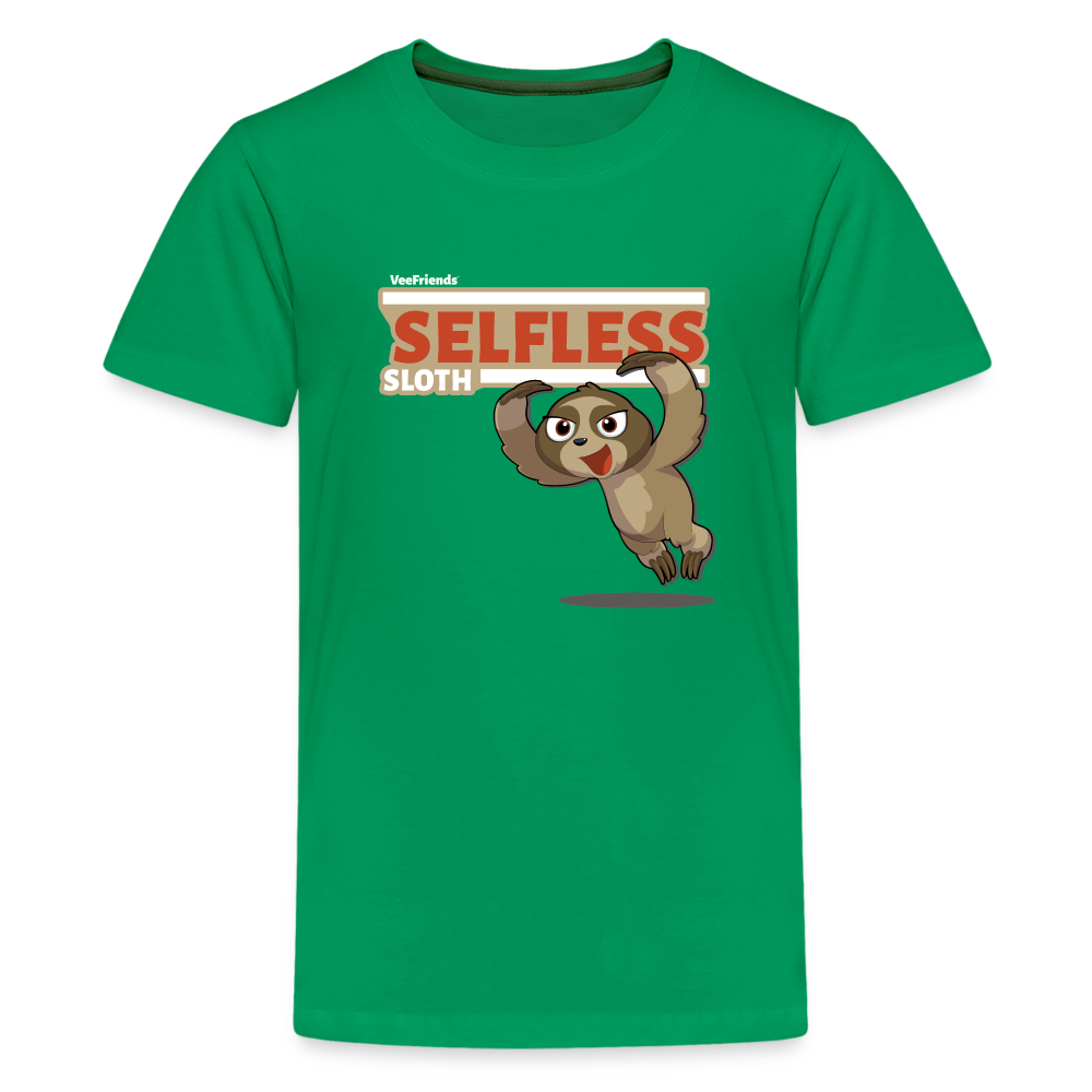 Selfless Sloth Character Comfort Kids Tee - kelly green