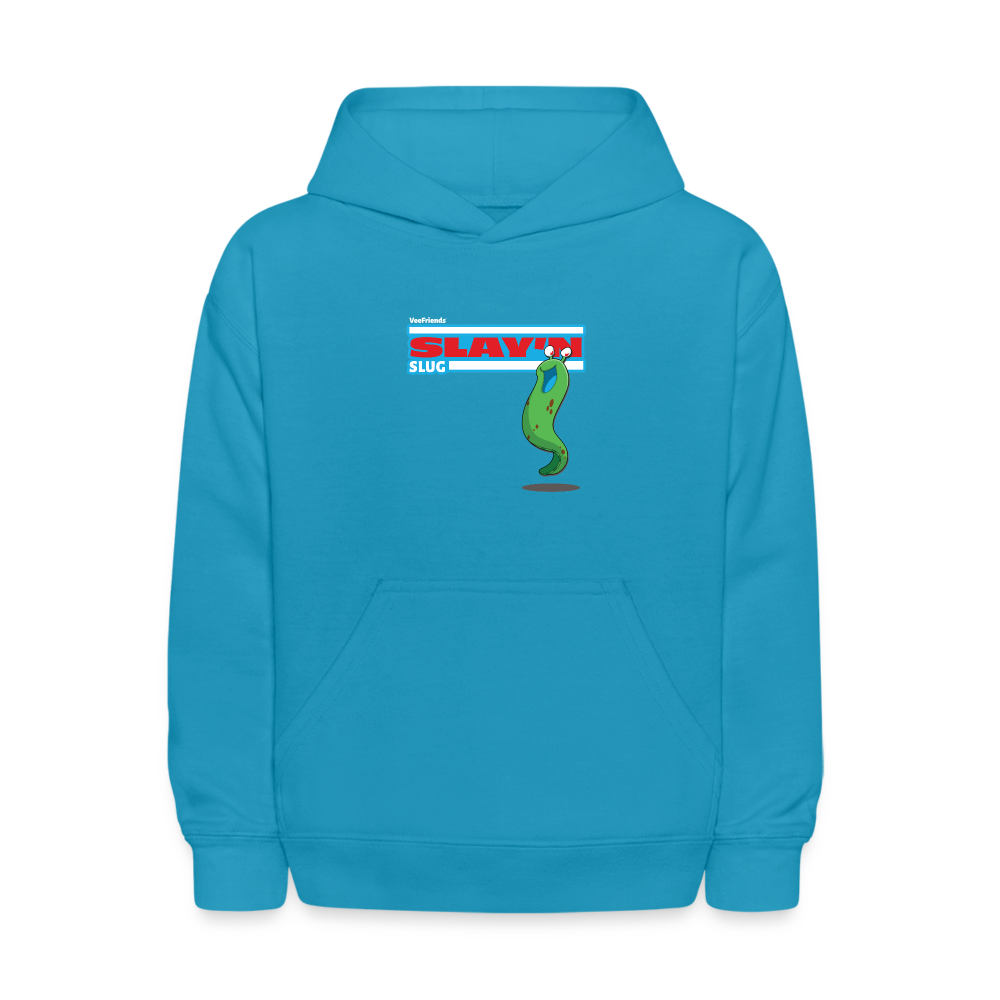 Slay'n Slug Character Comfort Kids Hoodie - turquoise