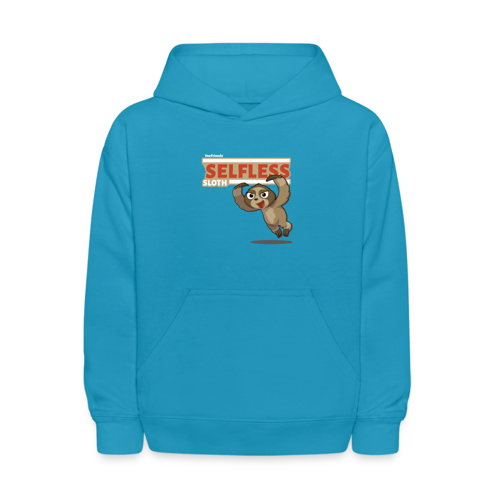 Selfless Sloth Character Comfort Kids Hoodie - turquoise