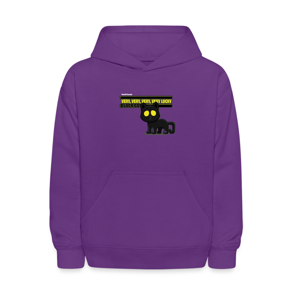 Very, Very, Very, Very Lucky Black Cat Character Comfort Kids Hoodie - purple