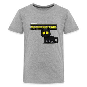 
            
                Load image into Gallery viewer, Very, Very, Very, Very Lucky Black Cat Character Comfort Kids Tee - heather gray
            
        