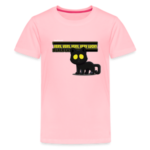 
            
                Load image into Gallery viewer, Very, Very, Very, Very Lucky Black Cat Character Comfort Kids Tee - pink
            
        