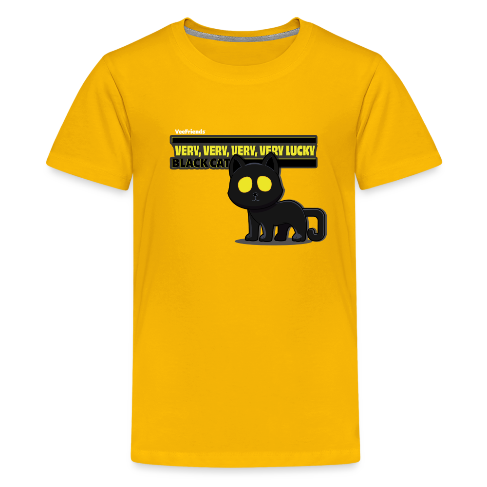 Very, Very, Very, Very Lucky Black Cat Character Comfort Kids Tee - sun yellow