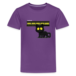 Very, Very, Very, Very Lucky Black Cat Character Comfort Kids Tee - purple