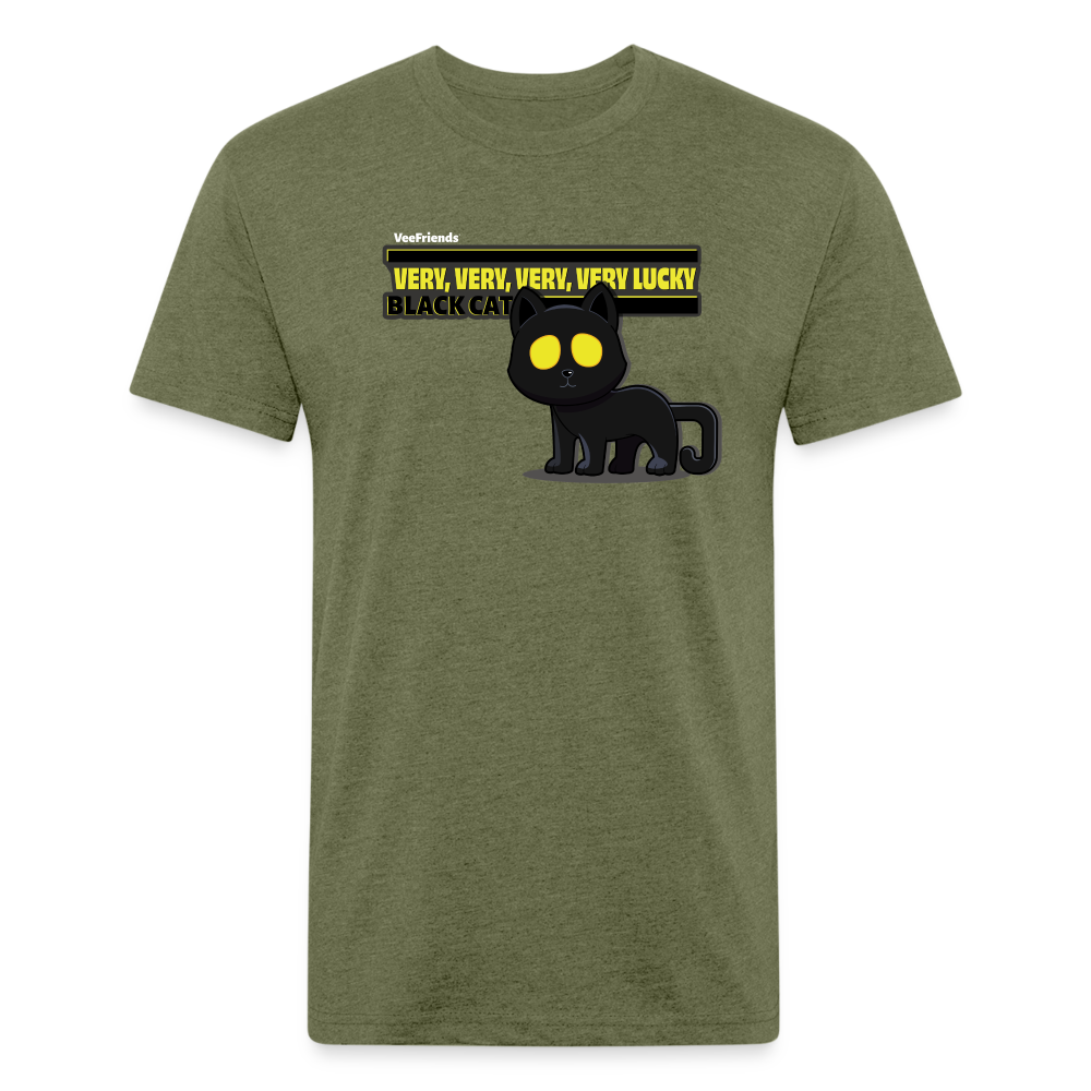 Very, Very, Very, Very Lucky Black Cat Character Comfort Adult Tee - heather military green