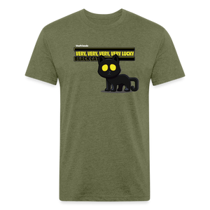Very, Very, Very, Very Lucky Black Cat Character Comfort Adult Tee - heather military green