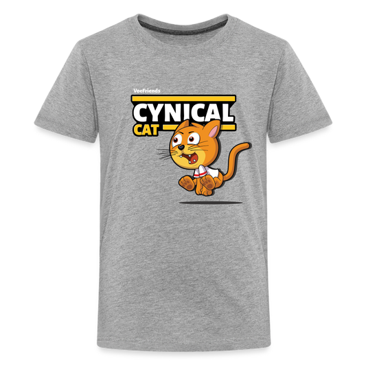 Cynical Cat Character Comfort Kids Tee - heather gray