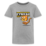 Cynical Cat Character Comfort Kids Tee - heather gray