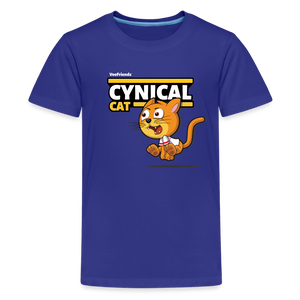 
            
                Load image into Gallery viewer, Cynical Cat Character Comfort Kids Tee - royal blue
            
        
