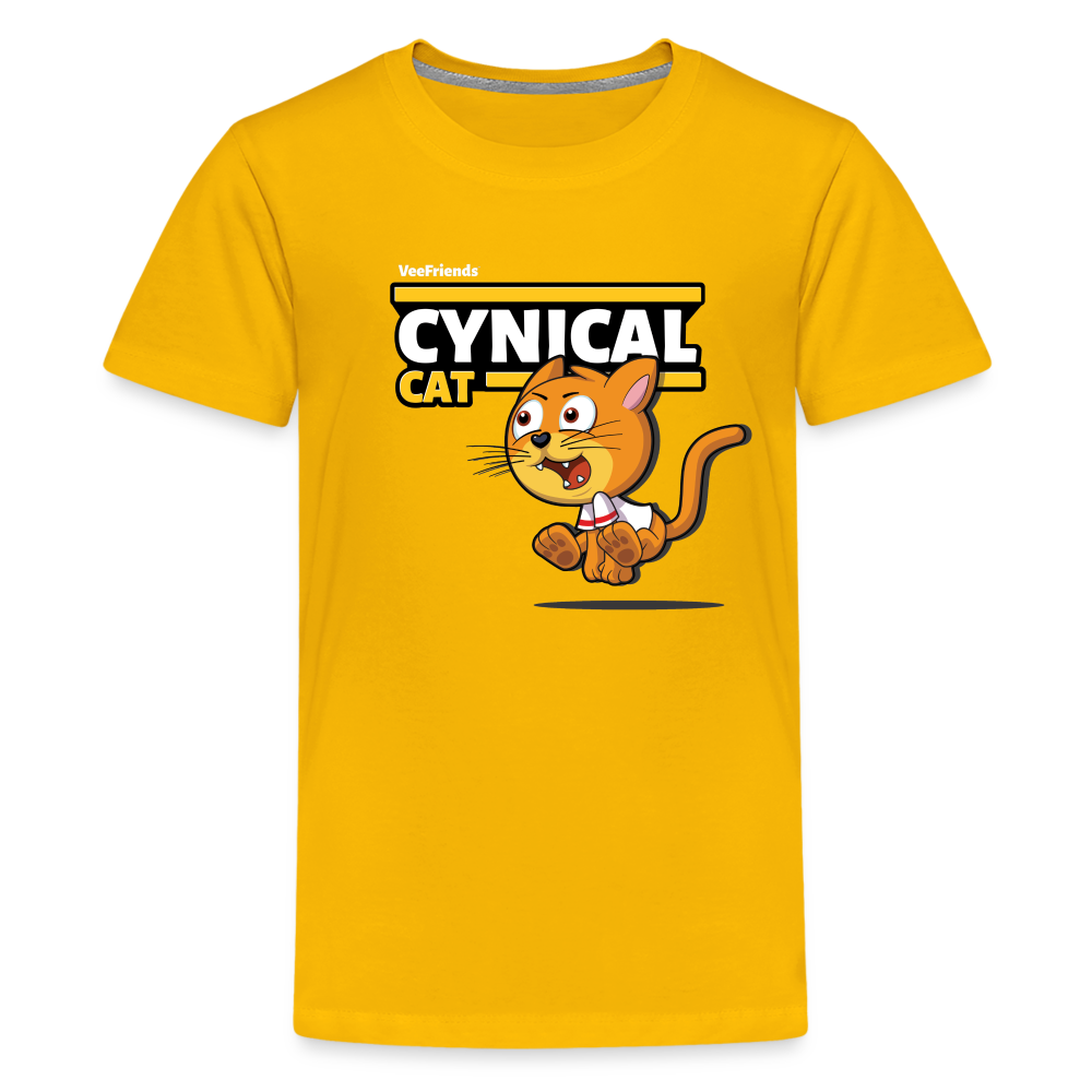 Cynical Cat Character Comfort Kids Tee - sun yellow