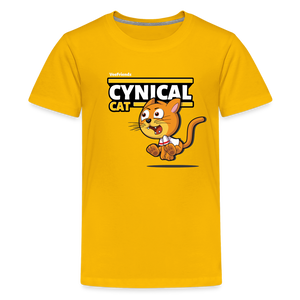 Cynical Cat Character Comfort Kids Tee - sun yellow