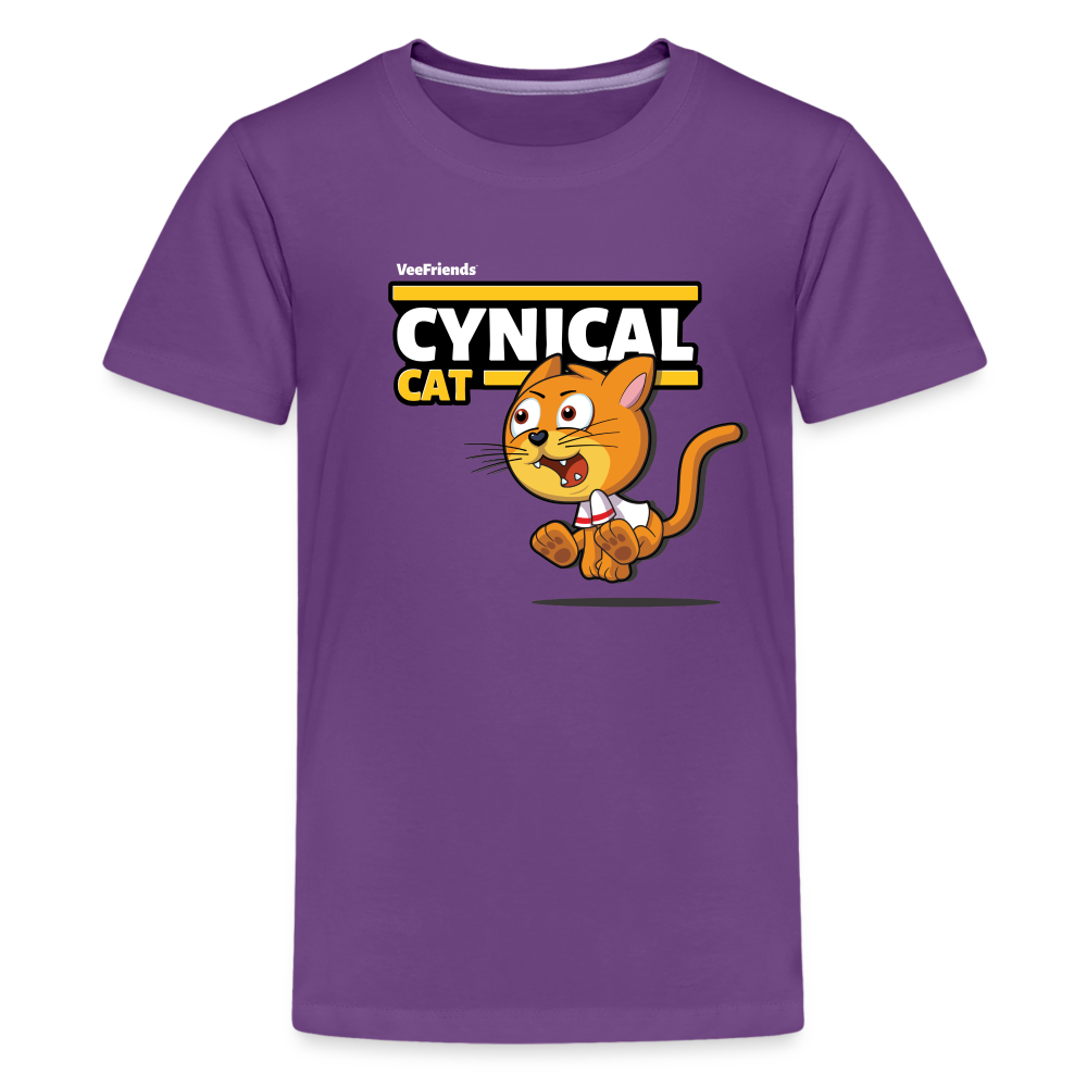 Cynical Cat Character Comfort Kids Tee - purple