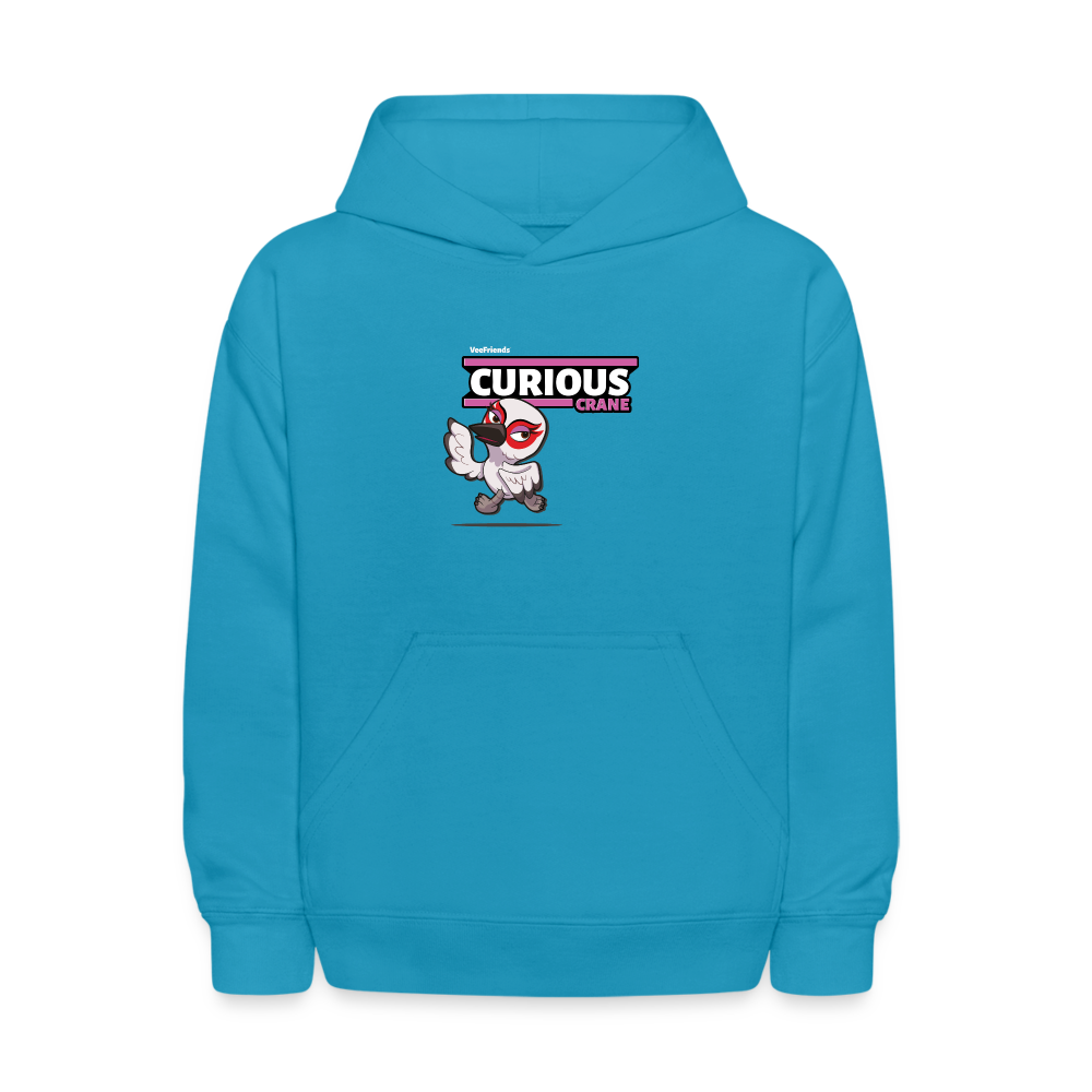 Curious Crane Character Comfort Kids Hoodie - turquoise