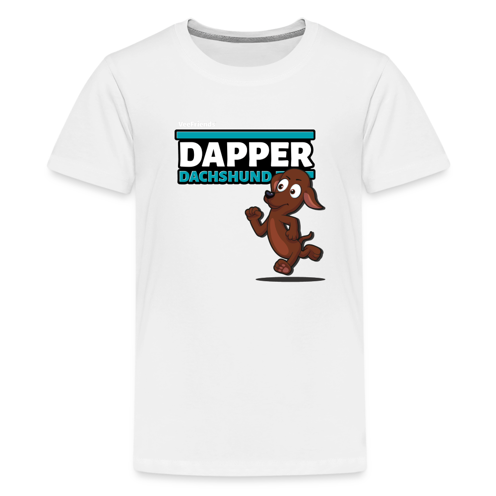 Dapper Dachshund Character Comfort Kids Tee - white