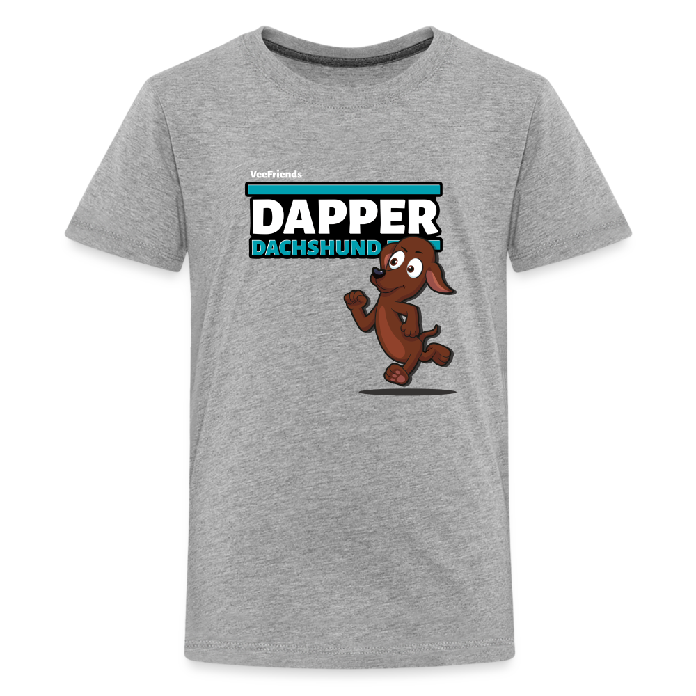 Dapper Dachshund Character Comfort Kids Tee - heather gray