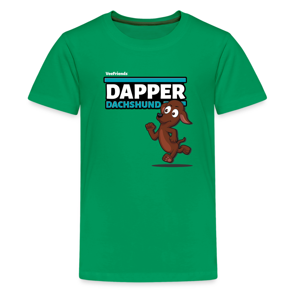 Dapper Dachshund Character Comfort Kids Tee - kelly green