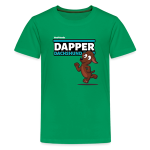 Dapper Dachshund Character Comfort Kids Tee - kelly green