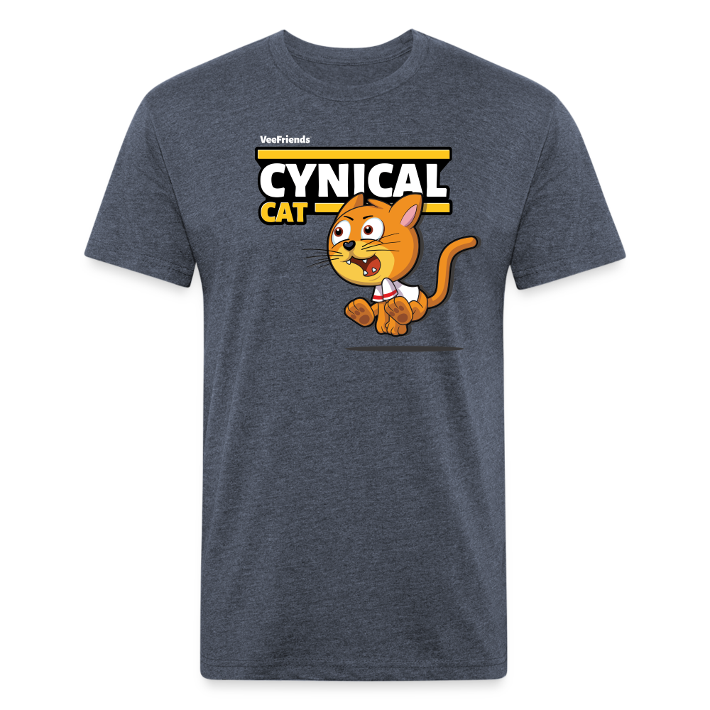 Cynical Cat Character Comfort Adult Tee - heather navy