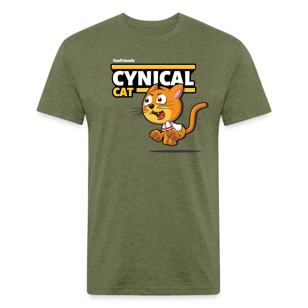 Cynical Cat Character Comfort Adult Tee - heather military green