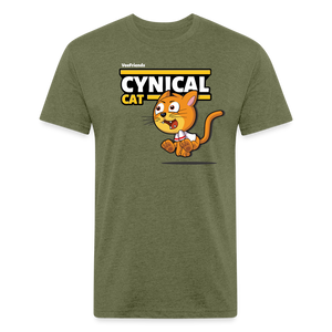 Cynical Cat Character Comfort Adult Tee - heather military green