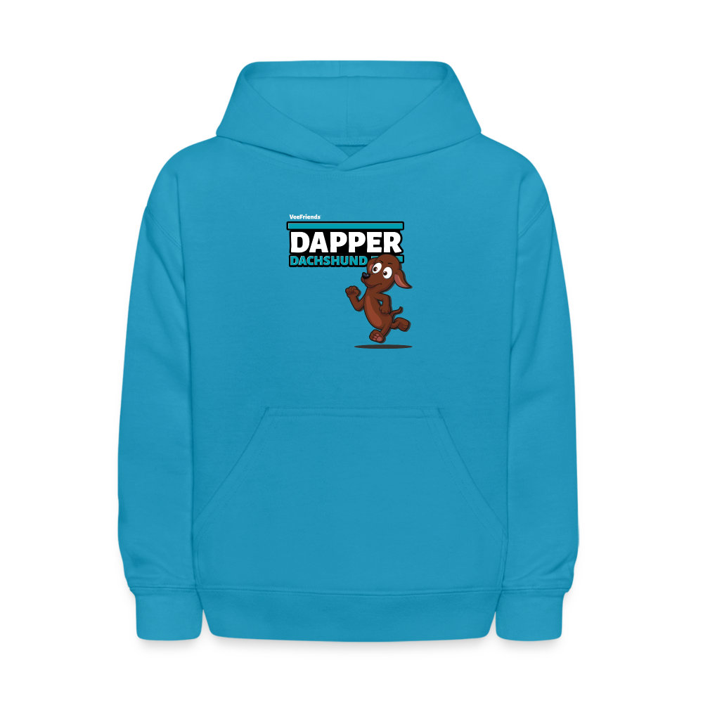 Dapper Dachshund Character Comfort Kids Hoodie - turquoise